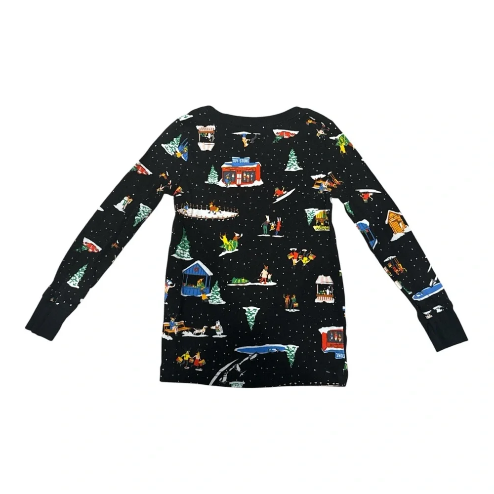 Old Navy Kids Black Pajama Set with Festive Prin Long Sleeves 100% Cotton Size3T